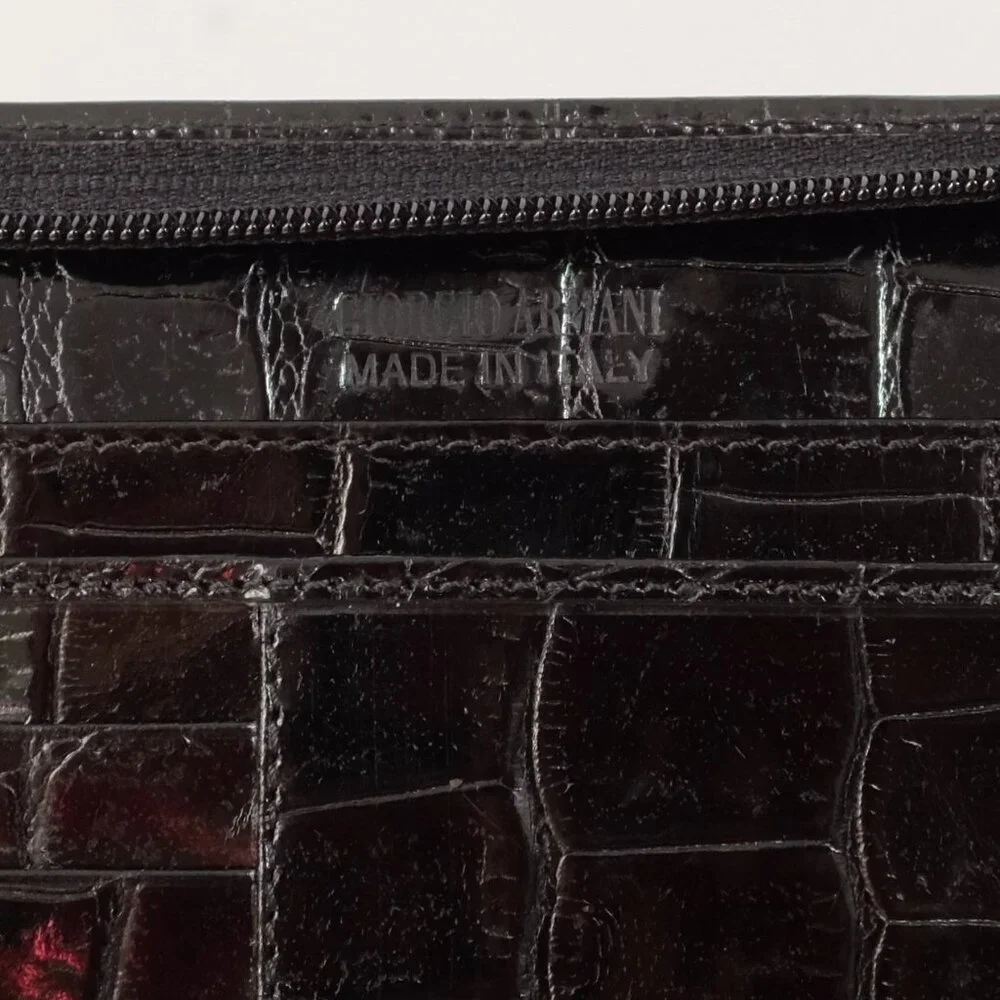New Giorgio Armani crocodile alligator embossed travel portfolio bag